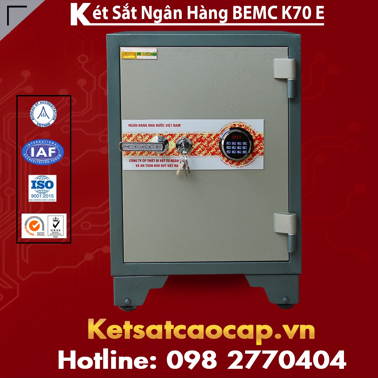 Két Sắt Ngân Hàng BEMC K70 Led